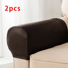 Waterdichte, elastische armleuninghoezen van PU-leer voor stoelen en banken, antislip, wasbare hoes voor relaxbank (donkerbruin, 2 stuks)