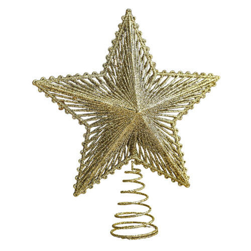 Star Christmas Tree Topper 8 Inch Red Silver Gold 1