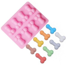 Penis-shaped ice mold pink chocolate jelly