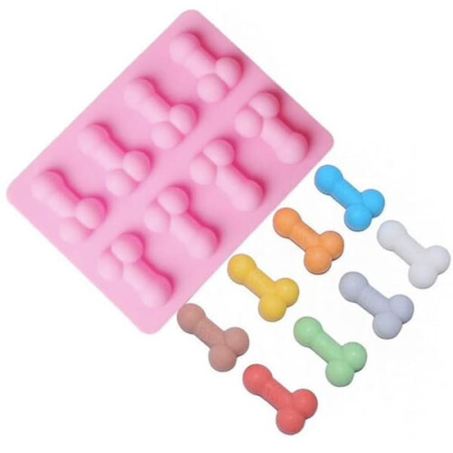 Penis-shaped ice mold pink chocolate jelly