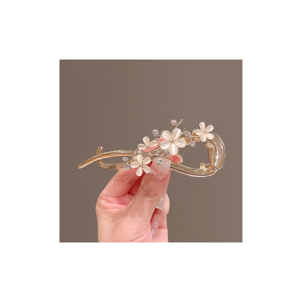 French Pearl Rhinestone Banana Hair Clip For Women 962125311334