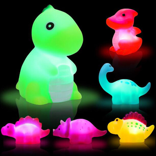 Light Up Floating Dinosaur Bath Toys for Babies 6-Pack