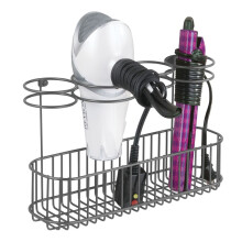 mDesign metal hair styling tool storage basket - gray