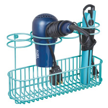 mDesign metal hair styling tool storage basket teal