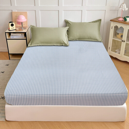 Queen Fitted Sheet Brushed Microfiber Light Blue 1