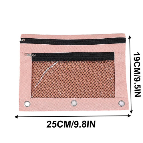 Pochette B5 à 3 compartiments, trousse en tissu à double fermeture éclair et transparente 2