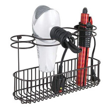 mDesign metal hair styling tool storage basket - bronze