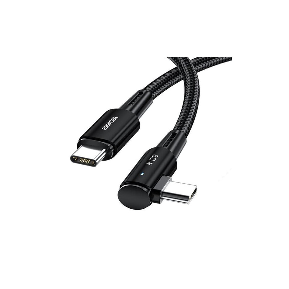 Essager Usb-C To Usb-C Elbow Charging Cable 2M 60W Black 962125316230