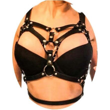 Punk leather chest chain black women's harness belt