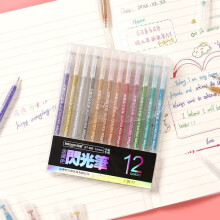Metallic Glitter Pen Drawing 1.0 mm 12 Colors
