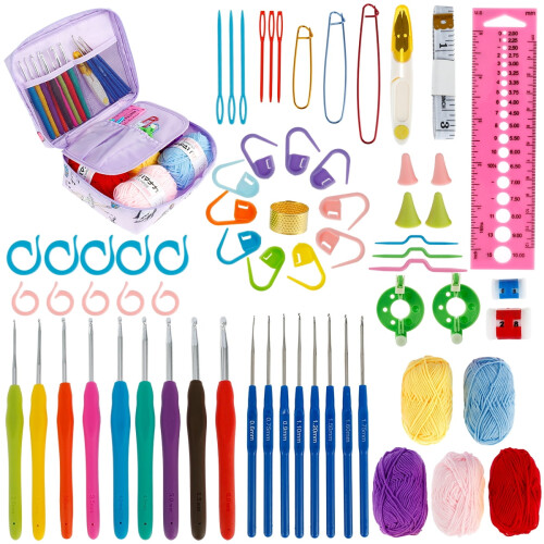 Crochet Kit with Hooks and Scissors 66 Pieces
