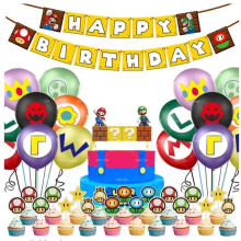 Super Mario birthday balloon arch for kids