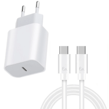 Ag luí le luchtaire tapa iPhone15 - Oiriúntóir 20W + Cábla USB-C go USB-C 2 MHÉADAR (Oiriúntóir + Cábla 2 Mhéadar)