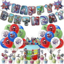 Spiderman birthday decorations banner balloons cake topper