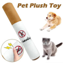 Pet toy cigar-shaped plush with chirp sound