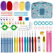 Aluminum Crochet Kit with 9 Hooks and Scissors 66 pcs