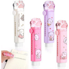 Cat paw erasers cartoon retractable 4 pcs