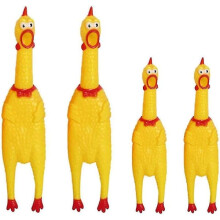 Rubber Screaming Chicken Toy Yellow 4-Pack