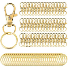 Rotating Key Rings with Carabiner 100 pcs Gold