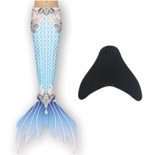 Girls Mermaid Tail with Monofin Light Blue 120cm