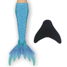 Girls mermaid tail with monofin blue 140 cm