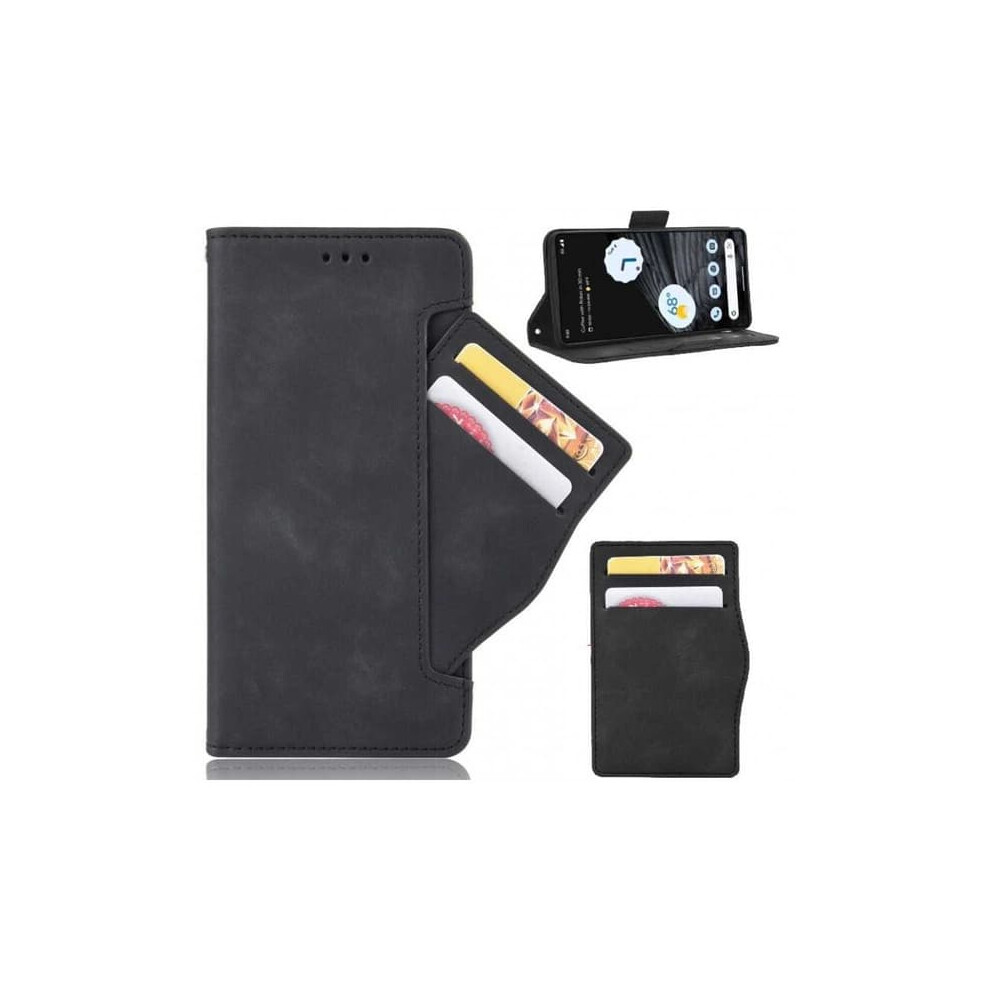 Google Pixel 7A Wallet Case Pu Leather 6-Compartment Black 962125330854