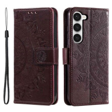 SKALO comhoiriúnach le Cás Sparán Mandala Samsung S23 - Donn Donn