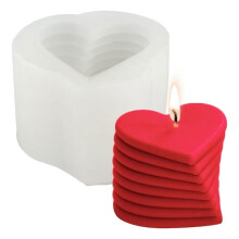 3D Love Heart Candle Mold Silicone Clear Texture 1 Piece