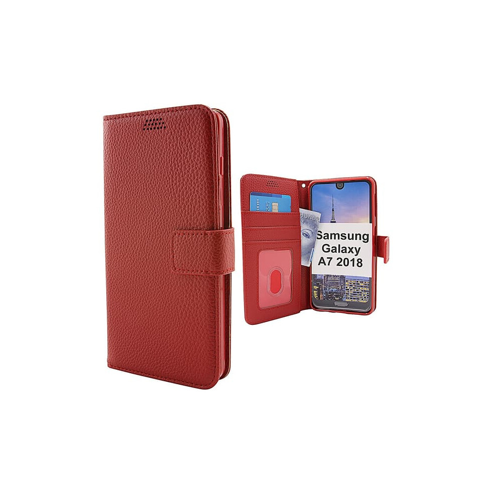 Samsung Galaxy A7 2018 Stand Case Wallet Red 962029630456