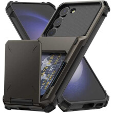Capa à prova de choque compatível com Samsung S24 com compartimento para cartão.