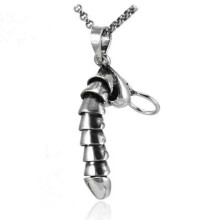 Sterling Silver Penis Pendant Necklace Gray 36708