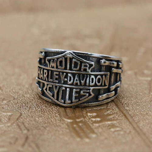 Harley Signet Ring Sterling Silver Biker Ring