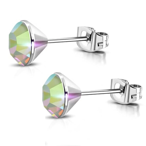 Surgical Steel Stud Earrings Silver 4 mm Round Aurora