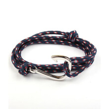 Navy Blue Bracelet with Silver Fish Hook