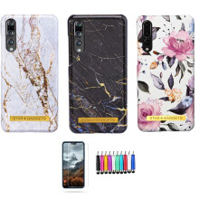 Kompatibel mit Huawei P20 Pro – Hülle/Schutzhülle/Blumenmuster/Marmor-Schwarz