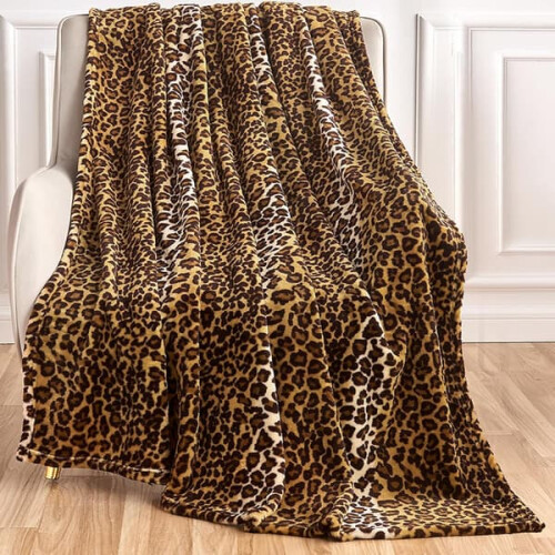 Leopard Pattern Blanket Soft Fluffy 127 x 152 cm