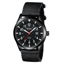 Men's Military Watch Quartz Waterproof Black Dial Nylon