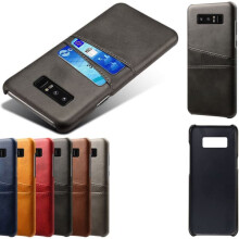 Ag luí le clúdach leathair Samsung Note8, cárta víosa, máistirchárta - Dubh Note8