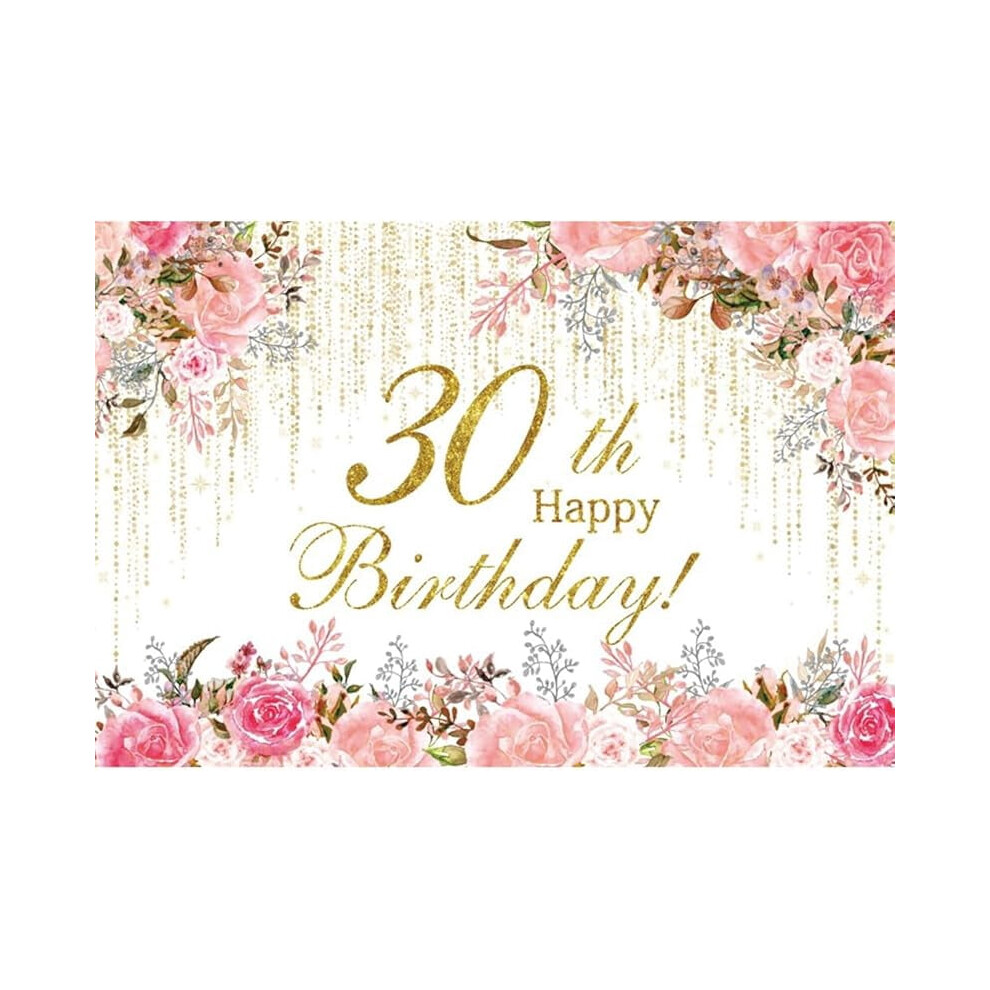 Watercolor Floral 30Th Birthday Backdrop Wildflower Golden 9402001677990