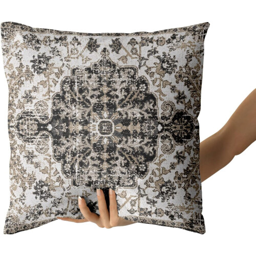 Boho Pudebetræk Sort Hvid Grå 20x20 Tommer Sæt med 1