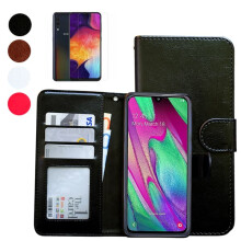 Ag luí le Samsung Galaxy A40 - Cás Leathair / Cosaint Dubh
