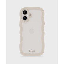 comhoiriúnach le iPhone16Case Wavy Light Beige/Trédhearcach