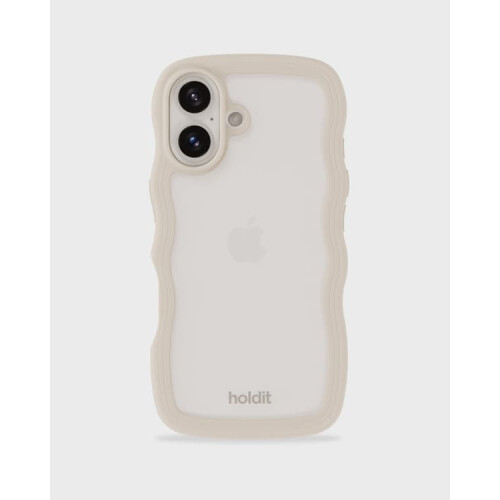 comhoiriúnach le iPhone16Case Wavy Light Beige/Trédhearcach