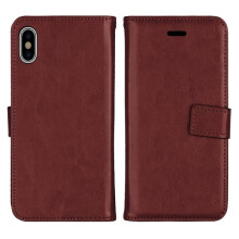 Capa carteira prática compatível com iPhone X/XS da FLOVEME, marrom.