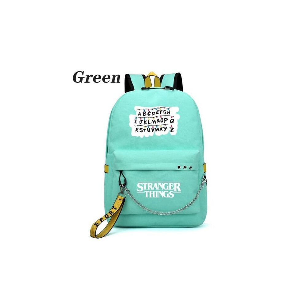 Stranger Things backpack green USB charging