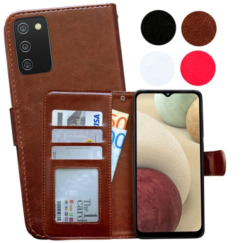 Capa de couro marrom compatível com Samsung Galaxy A02s / Proteção