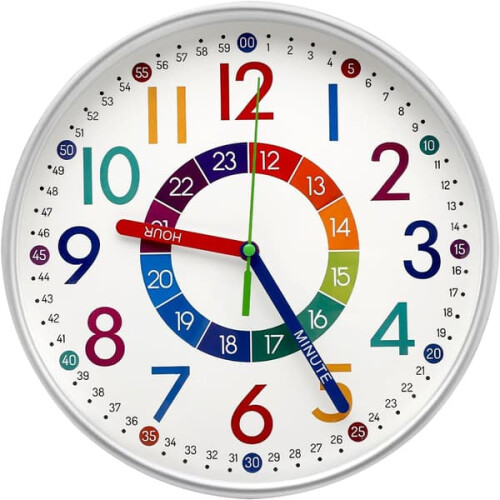 Children's Wall Clock Colorful Numbers 30 cm