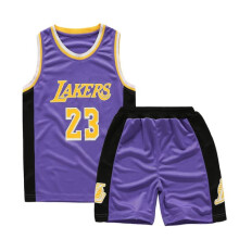 Lakers #23 Lebron James Jersey Nr. 23 Basketbaluniform Set Kinderen Paars 3XS (85-95cm)