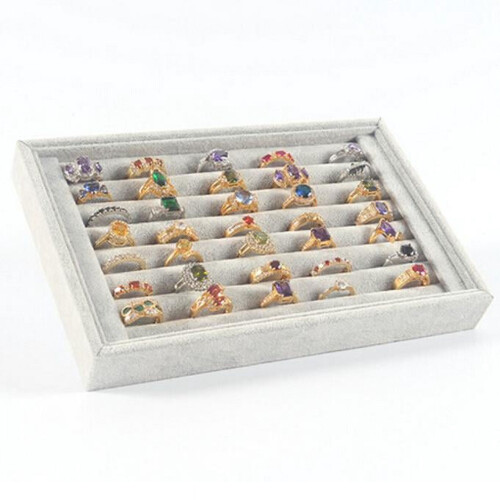 Δίσκος επίδειξης κοσμημάτων Velvet 50-slot box αποθήκευσης 1