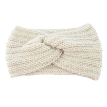 Knitted headband boho style with front knot white one size